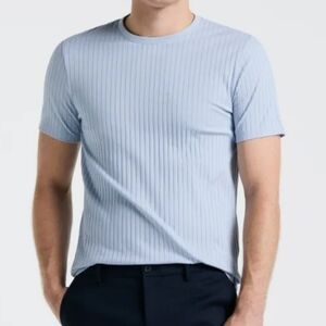 Perry Ellis Ashleigh Blue Ribbed Short Sleeve Tee